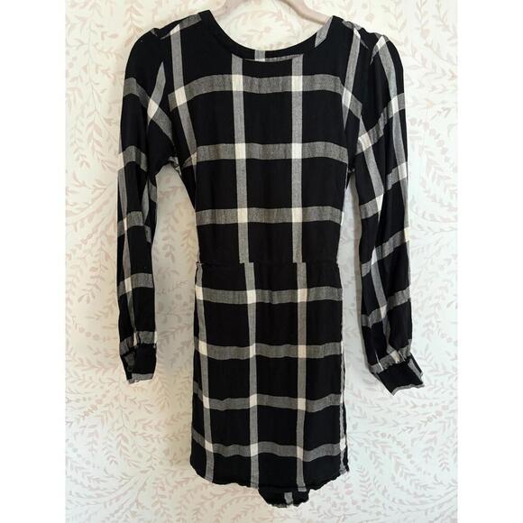 Lurex, Black and White Plaid Dress with Belt - Picture 1 of 8